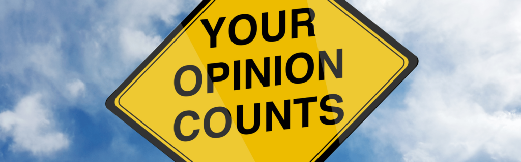 your opinion counts road sign