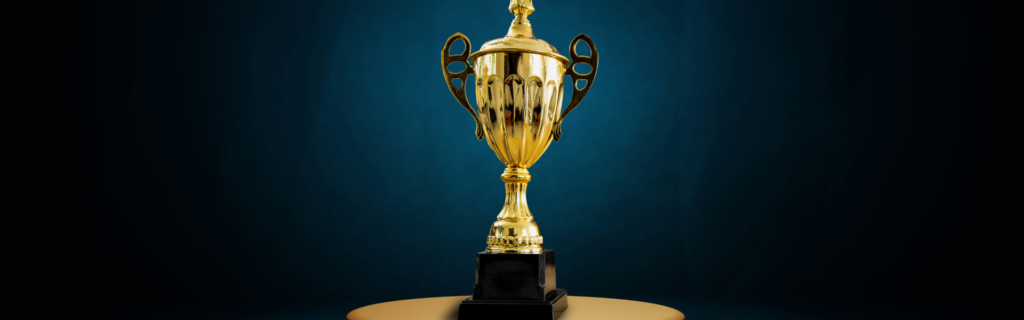trophy on blue background