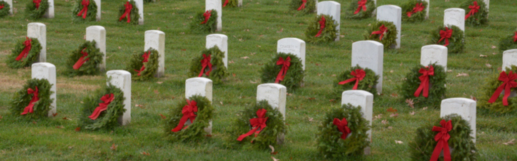 wreaths on graves at arlington