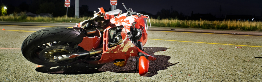 crashed motorcyclew