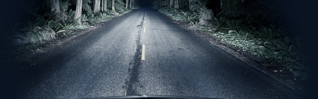 spooky highway at night