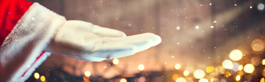 santa's hand with magic
