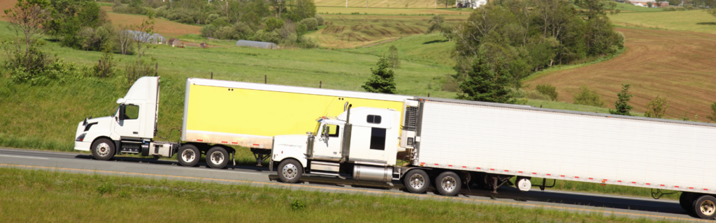 semi trucks on road