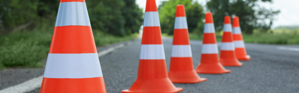 road cones on road