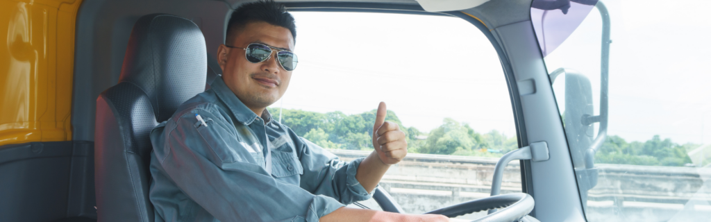 man driving semi truck