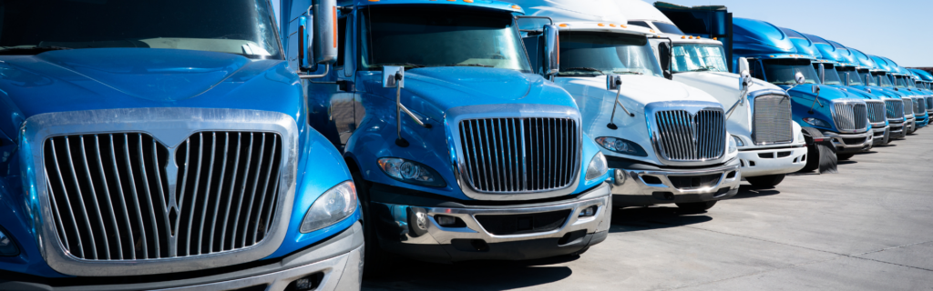 Parked semi trucks