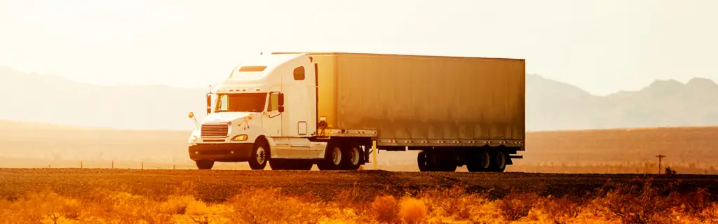 semi truck in warm sunlight