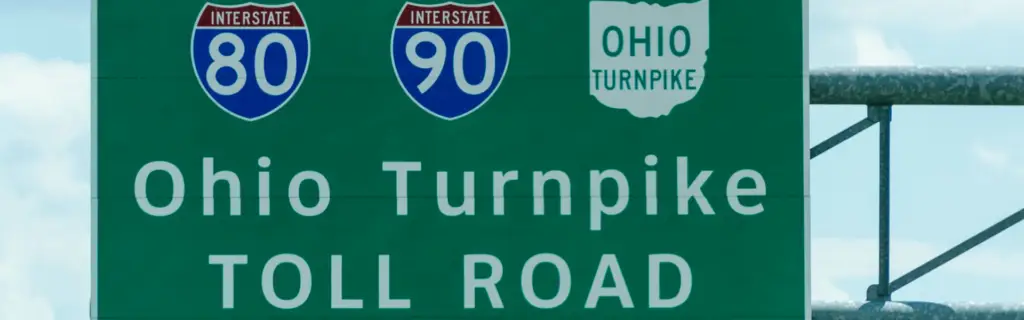 road sign for ohio turnpike toll road