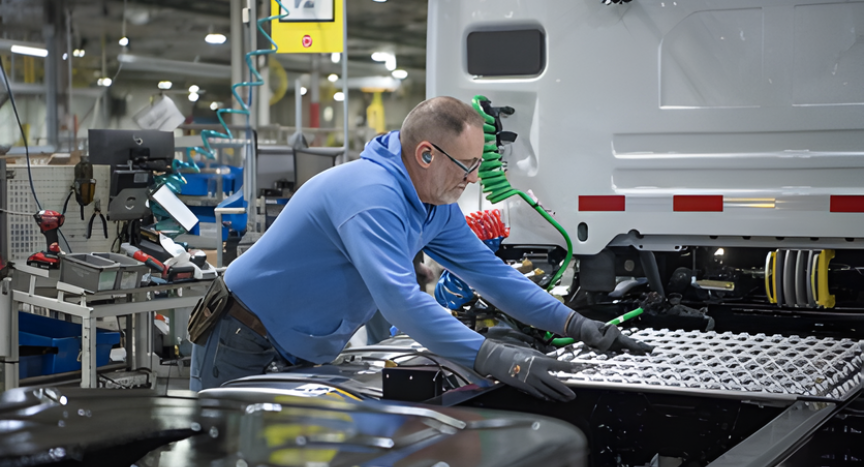 Volvo Trucks starts production of the all-new Volvo VNR regional hauler at its Virginia plant, featuring improved fuel efficiency, advanced safety features, and tighter turning for urban and regional routes.