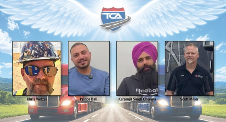 The Truckload Carriers Association has recognized four professional truck drivers with Highway Angel Awards for assisting motorists and passengers during emergencies in Missouri, British Columbia, and Wisconsin.